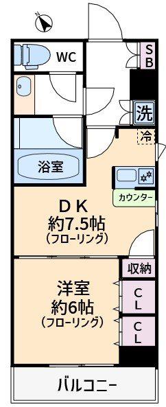 デュオ・スカーラ赤坂(1DK/4階)の間取り写真