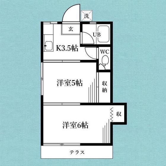 湘南ハイツ(2K/1階)の間取り写真