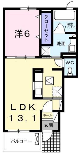 カーサ セレーナB(1LDK/1階)の間取り写真