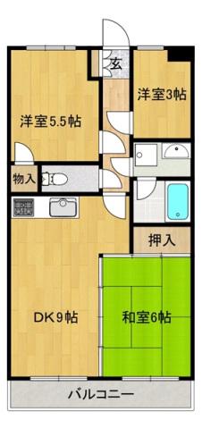 ソシアル梶ヶ谷(3DK/2階)の間取り写真