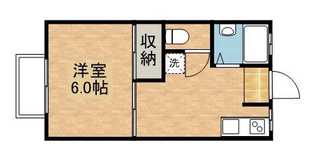 ピースコート泉が丘 C棟(1K/1階)の間取り写真