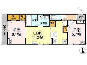 ティアラ(2LDK/3階)の間取り写真