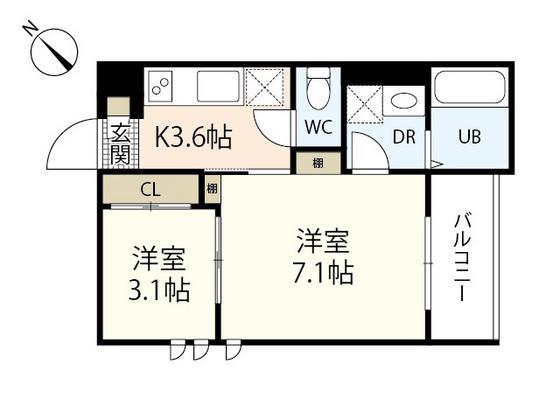 REGALEST LARC IV(2K/3階)の間取り写真