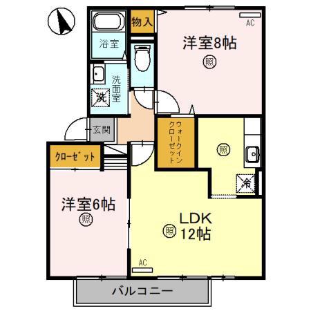 パティオドリーム(2LDK/2階)の間取り写真