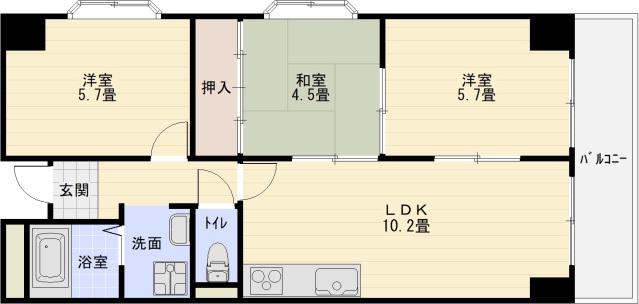 エクシード国分(3LDK/6階)の間取り写真