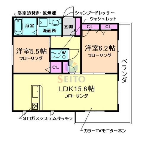 ベルシャンブルトモ(2LDK/2階)の間取り写真