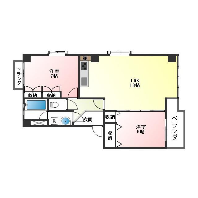 コーポソウミヤ(2LDK/3階)の間取り写真