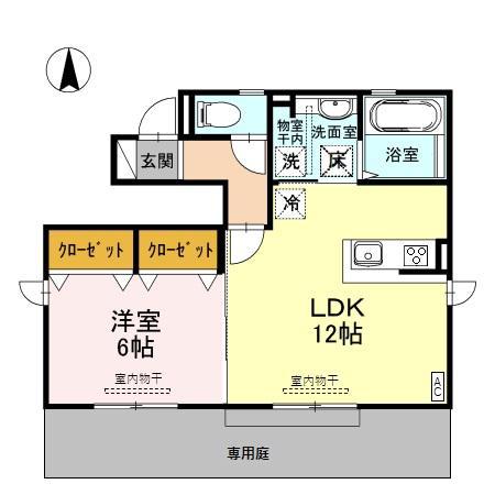 クリスタル桜 B棟(1LDK/1階)の間取り写真