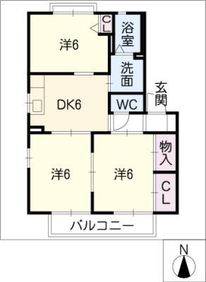 CASA・ACORDEA棟(3DK/2階)の間取り写真