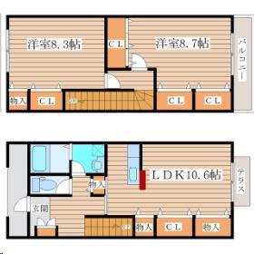 フェニックス本木 壱(2LDK/1階)の間取り写真