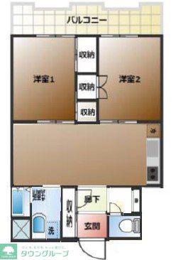 石原第2ビル(2LDK/4階)の間取り写真