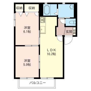 エイコーン G棟(2LDK/2階)の間取り写真