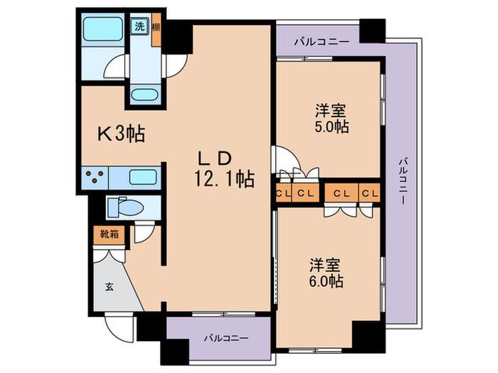 ノルディックマンション文京白山(2LDK/9階)の間取り写真