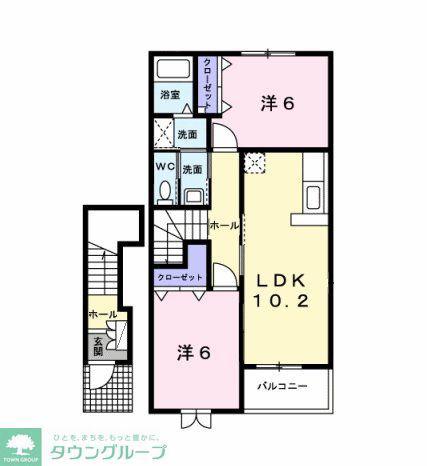 ロックシェルズ(2LDK/2階)の間取り写真