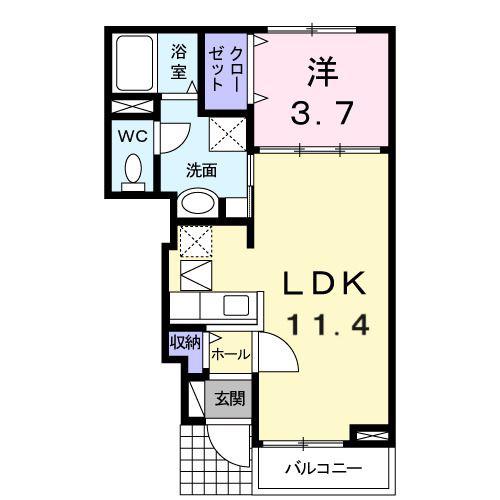 アレグリアI棟(1LDK/1階)の間取り写真