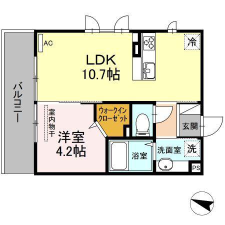ディロール(1LDK/3階)の間取り写真