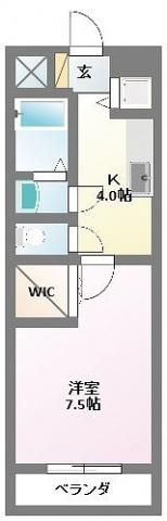 グランピュア(1K/1階)の間取り写真