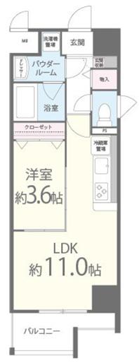 ポロ―ニア立花通(1LDK/10階)の間取り写真