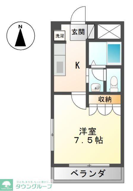 クレール湘南(1K/3階)の間取り写真