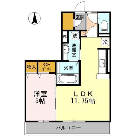 レジデンス 天理(1LDK/2階)の間取り写真