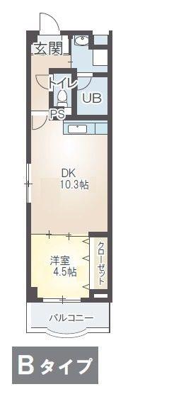 メルフィール岡本(1DK/2階)の間取り写真
