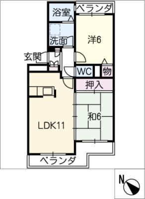 グランメール51(2LDK/2階)の間取り写真