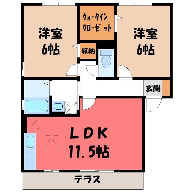 メゾンプレジールA(2LDK/1階)の間取り写真