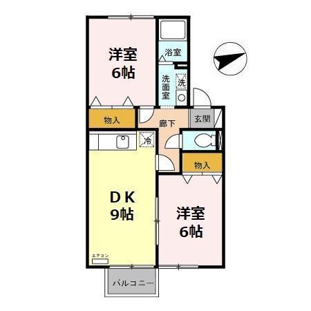 エスポワールさち(2DK/1階)の間取り写真