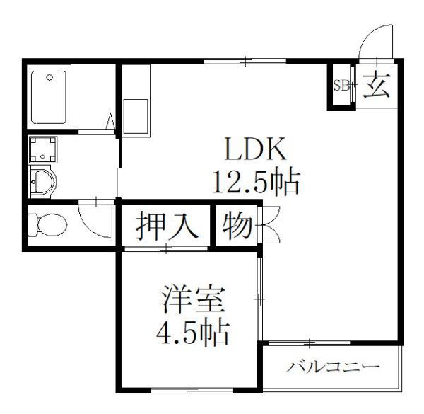 イオロスソーカ(1LDK/3階)の間取り写真
