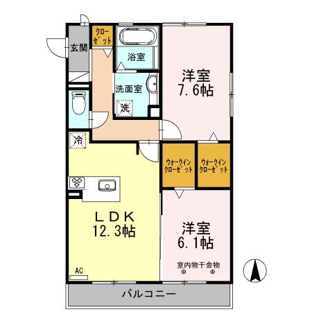シャンポール(2LDK/3階)の間取り写真