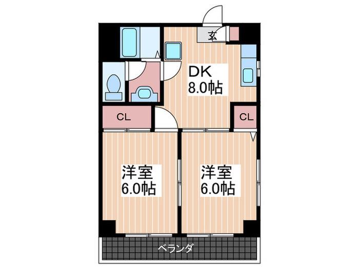 SHIMONS11(2DK/5階)の間取り写真