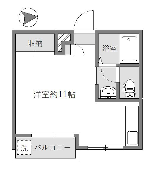 サラーレ新町(ワンルーム/2階)の間取り写真