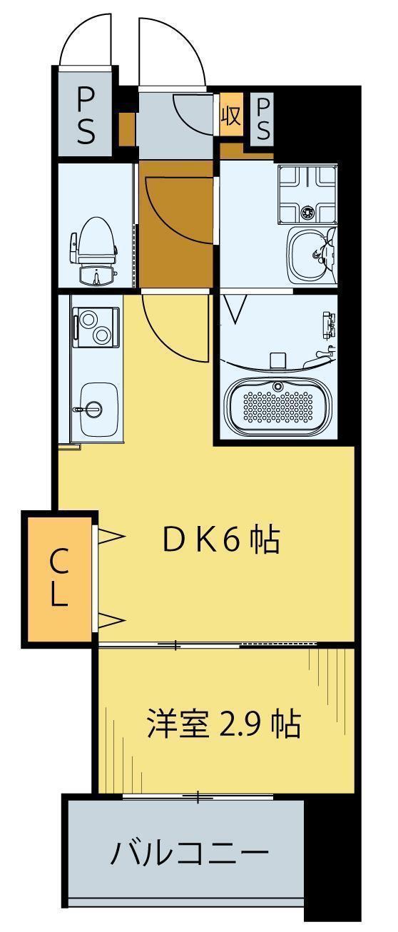 シェルグランデ原町(1DK/9階)の間取り写真