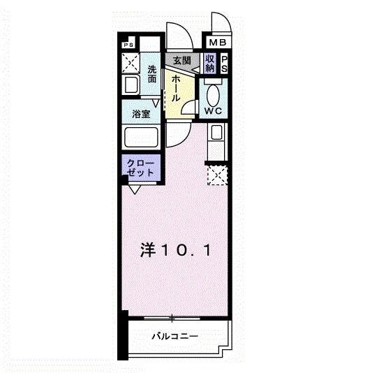 プログレN(ワンルーム/2階)の間取り写真
