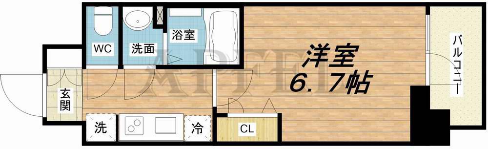 プレサンスOSAKA西中島リエゾン(1K/7階)の間取り写真