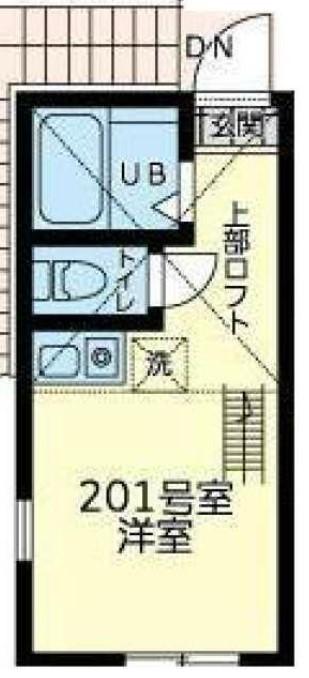 ユナイト石川町ぺルファボーレ(ワンルーム/2階)の間取り写真