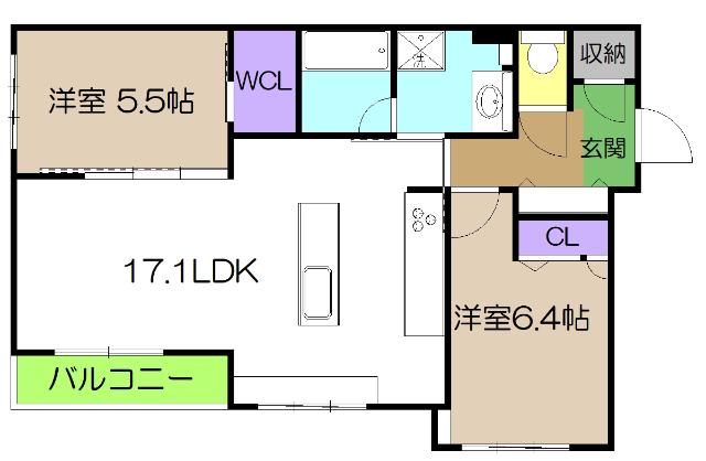 シャーメゾン ルーエ(2LDK/2階)の間取り写真