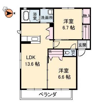 グランマスト春日 A棟(2LDK/2階)の間取り写真