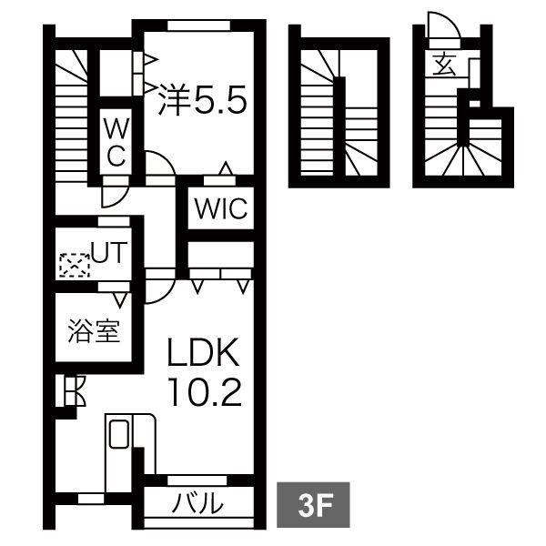 LA VIE BELLII(1LDK/3階)の間取り写真