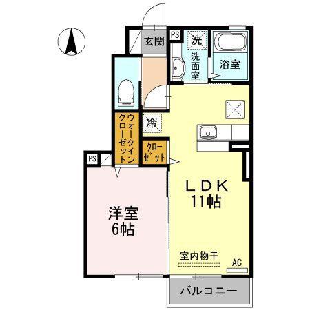 オプティマムハウス B棟(1LDK/1階)の間取り写真