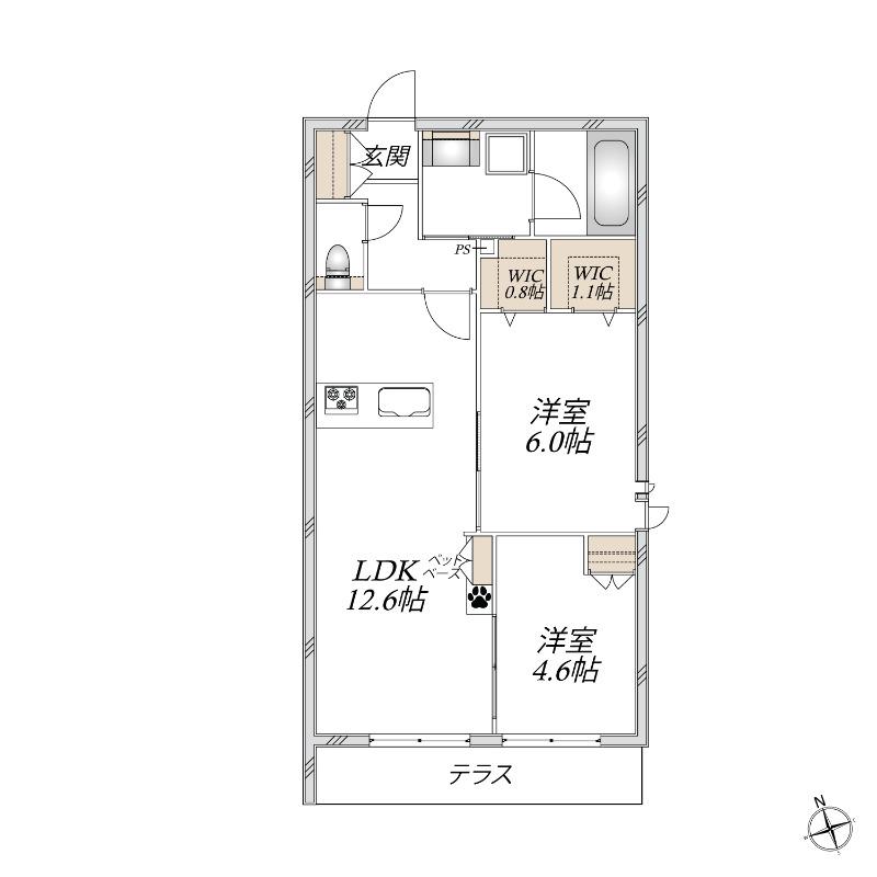 MAISON M(2LDK/1階)の間取り写真