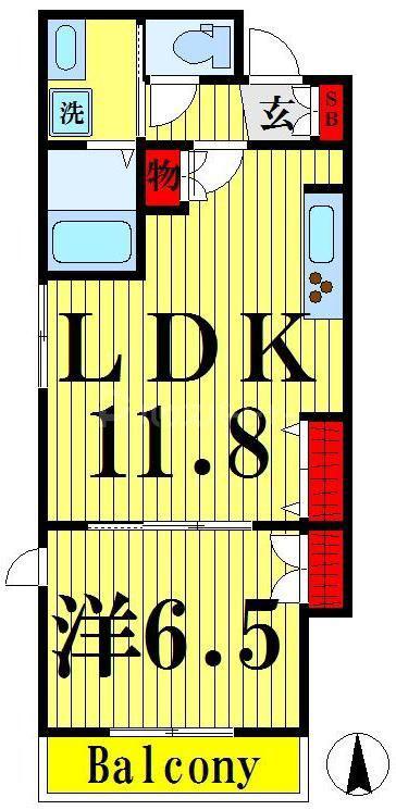 TERRACE・M(1LDK/2階)の間取り写真