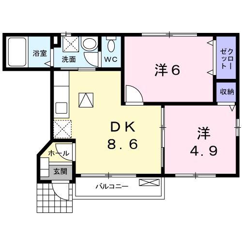 メゾン プレジィール(2DK/1階)の間取り写真