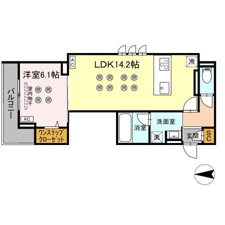 CREST COURT(1LDK/3階)の間取り写真