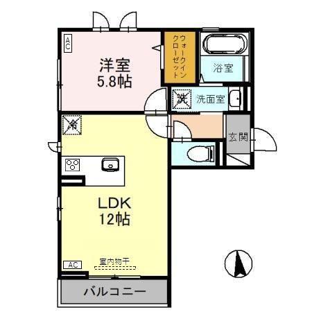 メゾンクラリス(1LDK/2階)の間取り写真