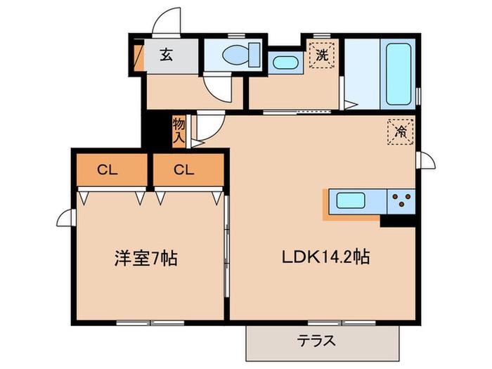 カーサ雅 A(1LDK/1階)の間取り写真