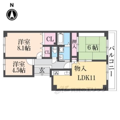 草津ロジュマン(3LDK/12階)の間取り写真