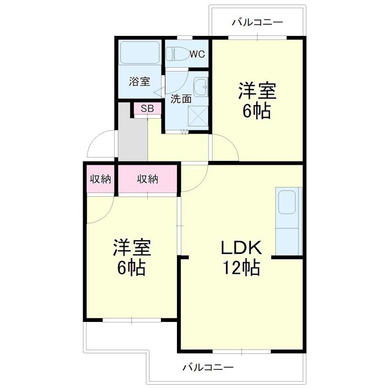マンションロイヤルアイリス(2LDK/1階)の間取り写真