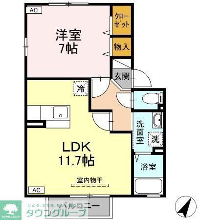 アイリス田無A(1LDK/2階)の間取り写真