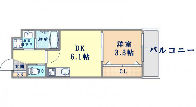 エタンセルあびこII(1DK/4階)の間取り写真